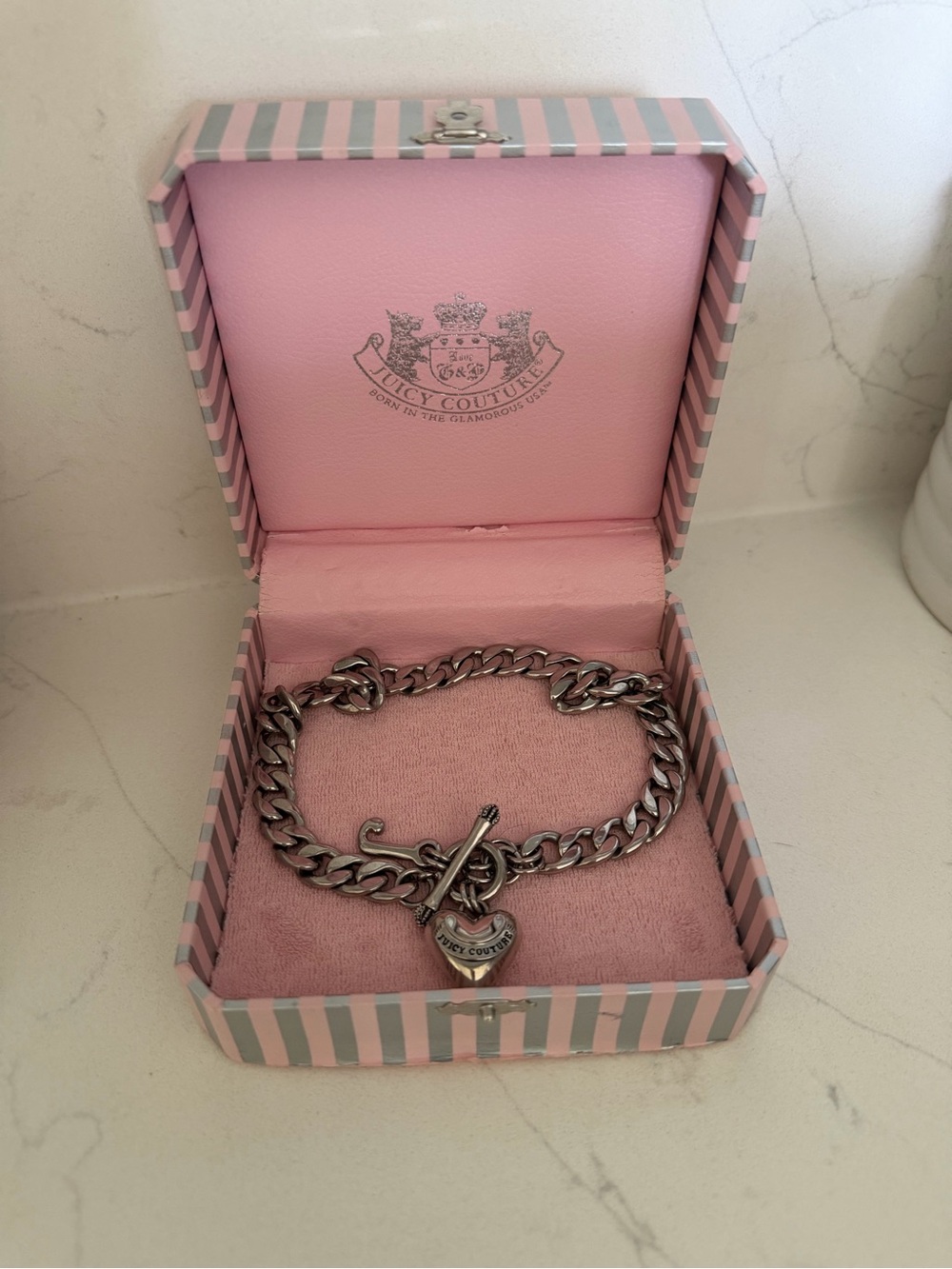 Juicy Couture Silver Heart Toggle Necklace